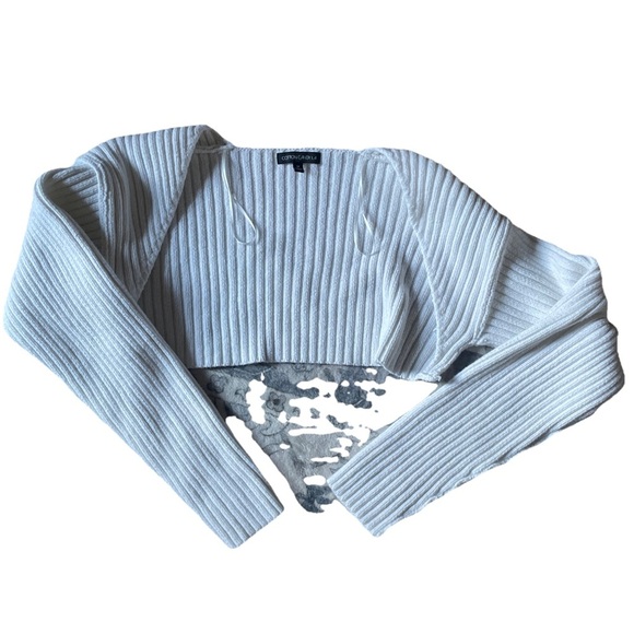 Cotton Candy Sweaters - Cotton Candy LA Women’s Knit cropped chunky White sweater Long Sleeve Top EUC